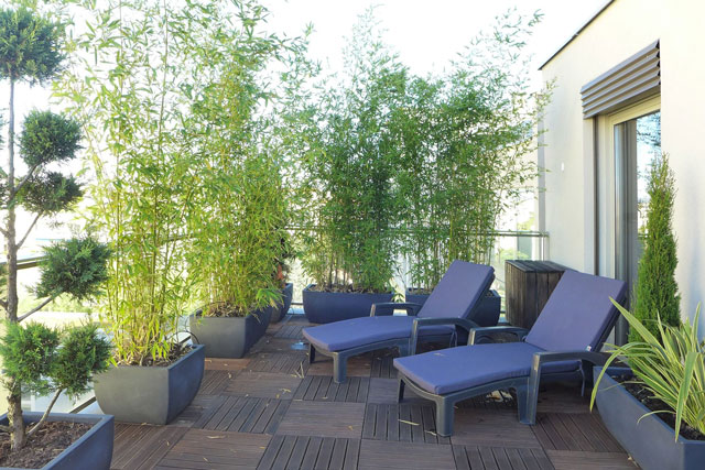 terrasse avec brise vue en bambou