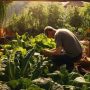 jardinier arrosant ces légumes